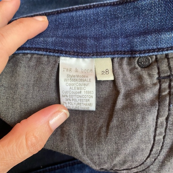 rag & bone Jeans distressed hem, size 28 cropped ankle - Picture 5 of 5